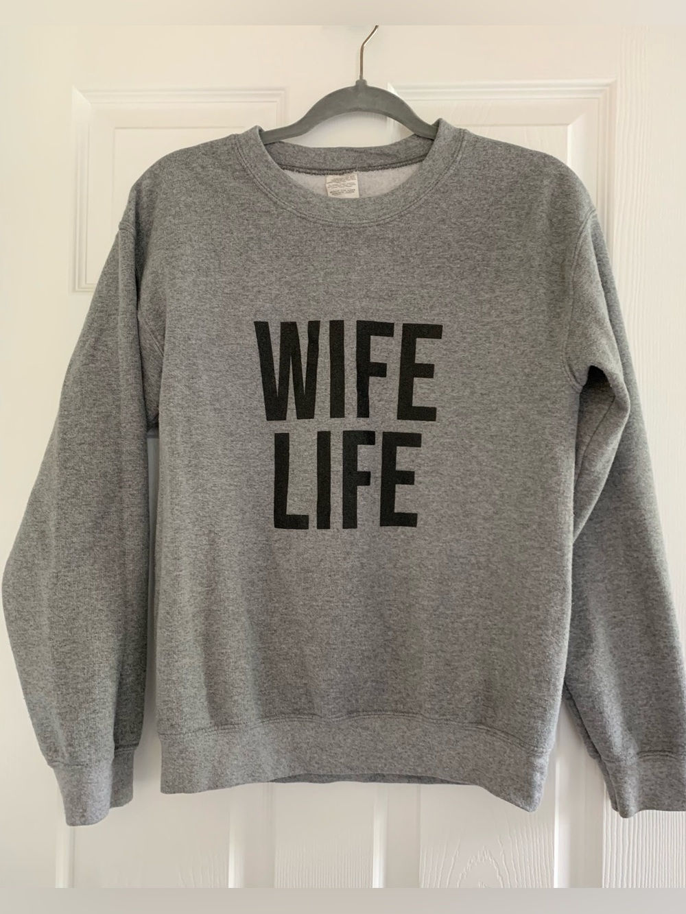 Gray 'WIFE LIFE' Crewneck Sweatshirt - Women's Graphic Pullover